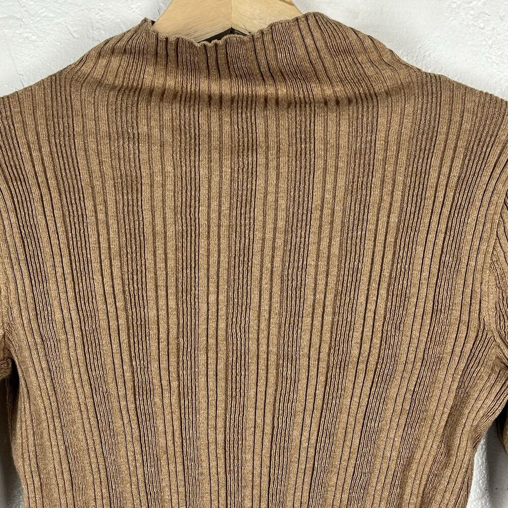 Madewell Ribbed Alpaca Blend Mock Neck Sweater Camel Brown Stretch Size S - Picture 10 of 11